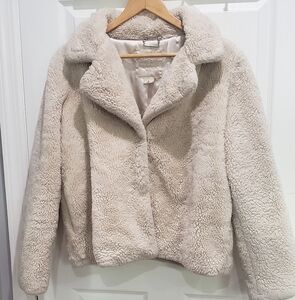 Women's Cream Faux Fur Jacket